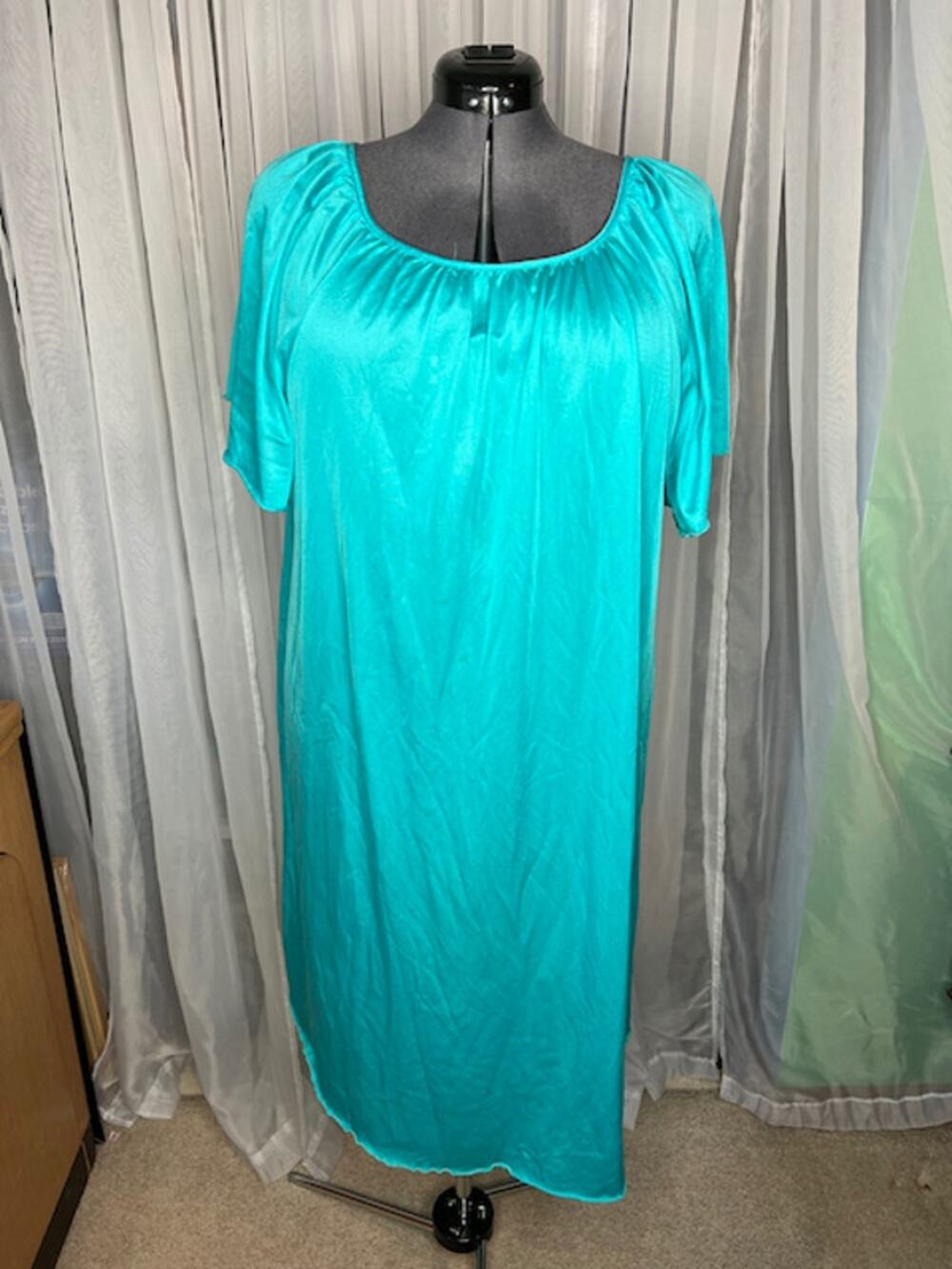 nightgown satin teal vintage
